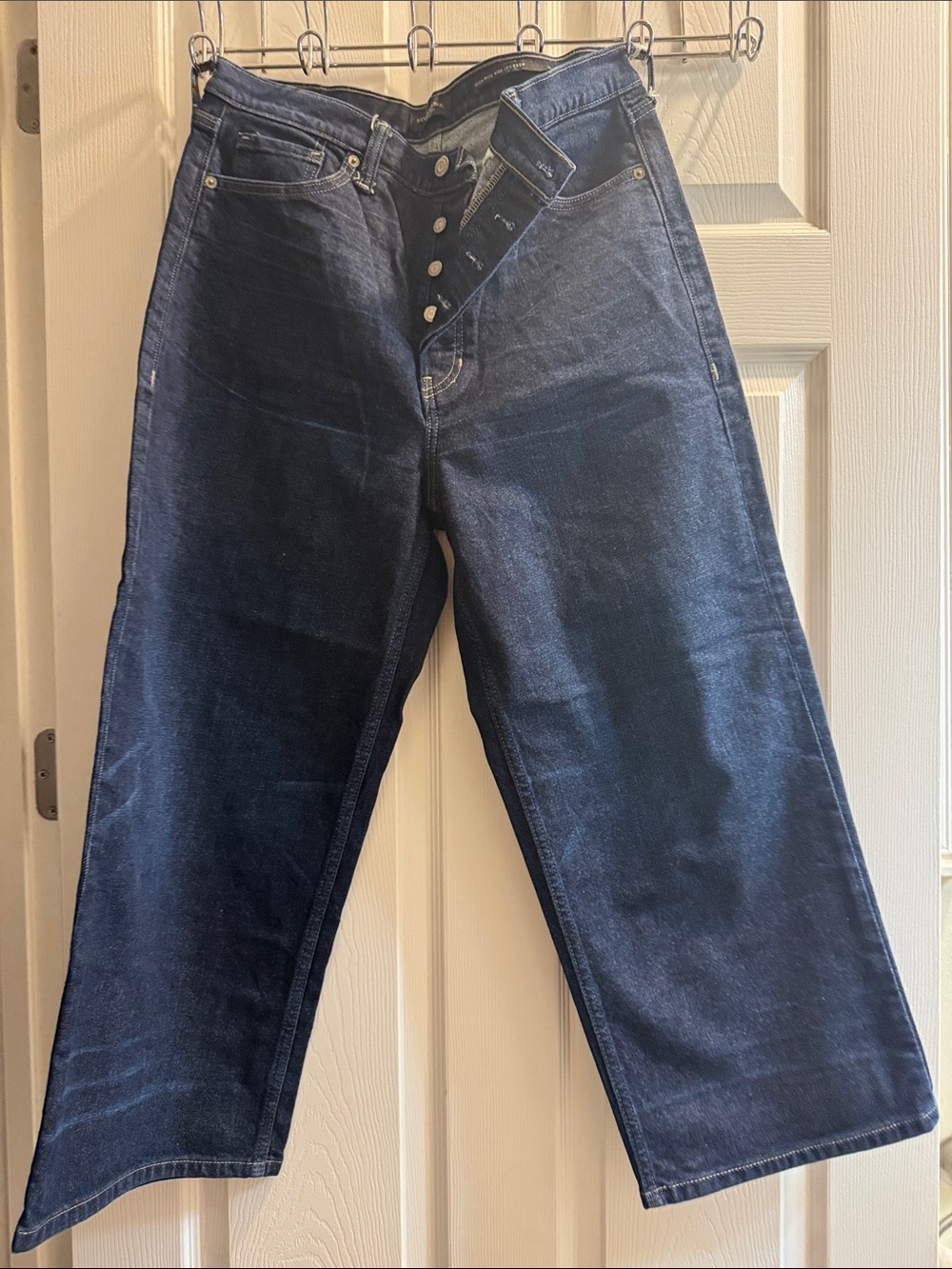 Banana Republic High-Rise Wide Leg Cropped Jeans - Dark Blue